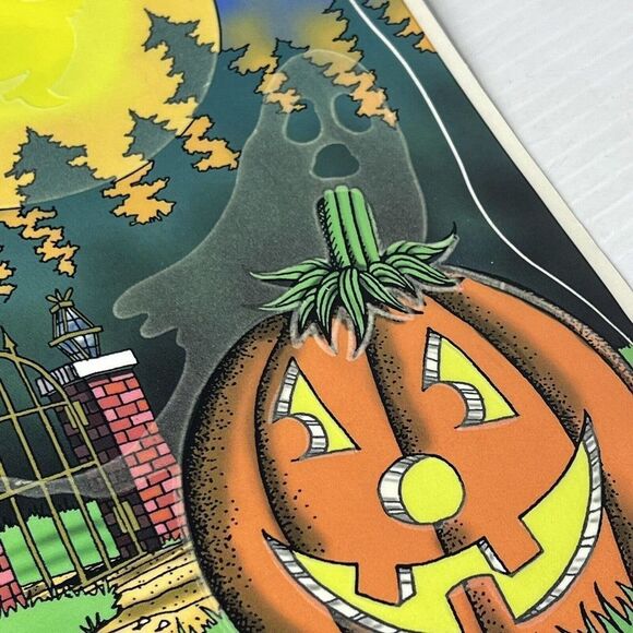 Vintage Halloween Glow In The Dark Haunted House Window Cling - Picture 3 of 6